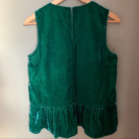 J. Crew sleeveless velvet peplum top in green - Picture 2 of 3
